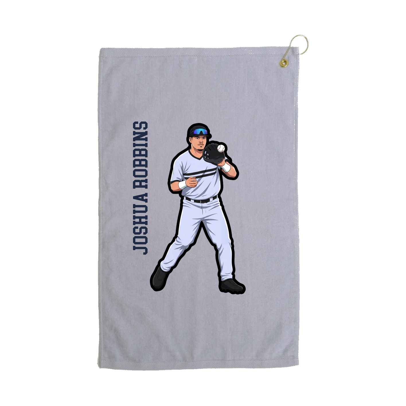 Golf Towel — Name Vertical in Grey