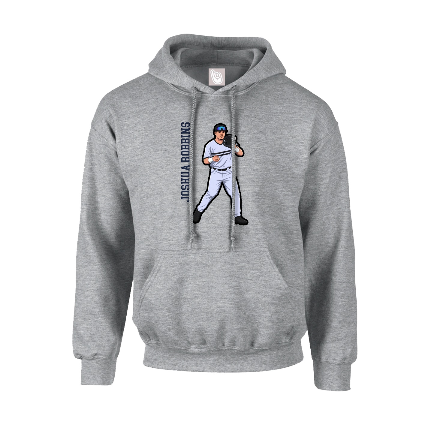 Hoodie — Name Vertical in Grey