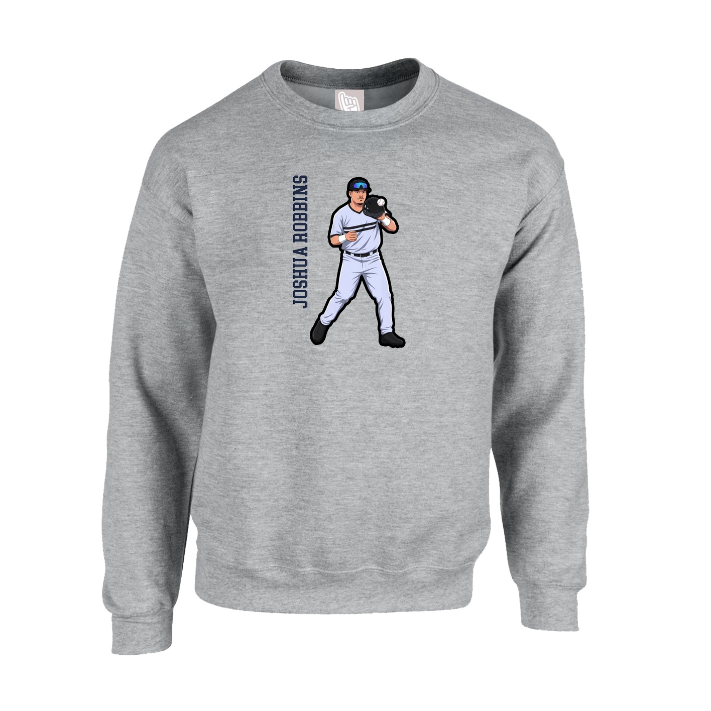 Fleece Crew — Name Vertical in Grey