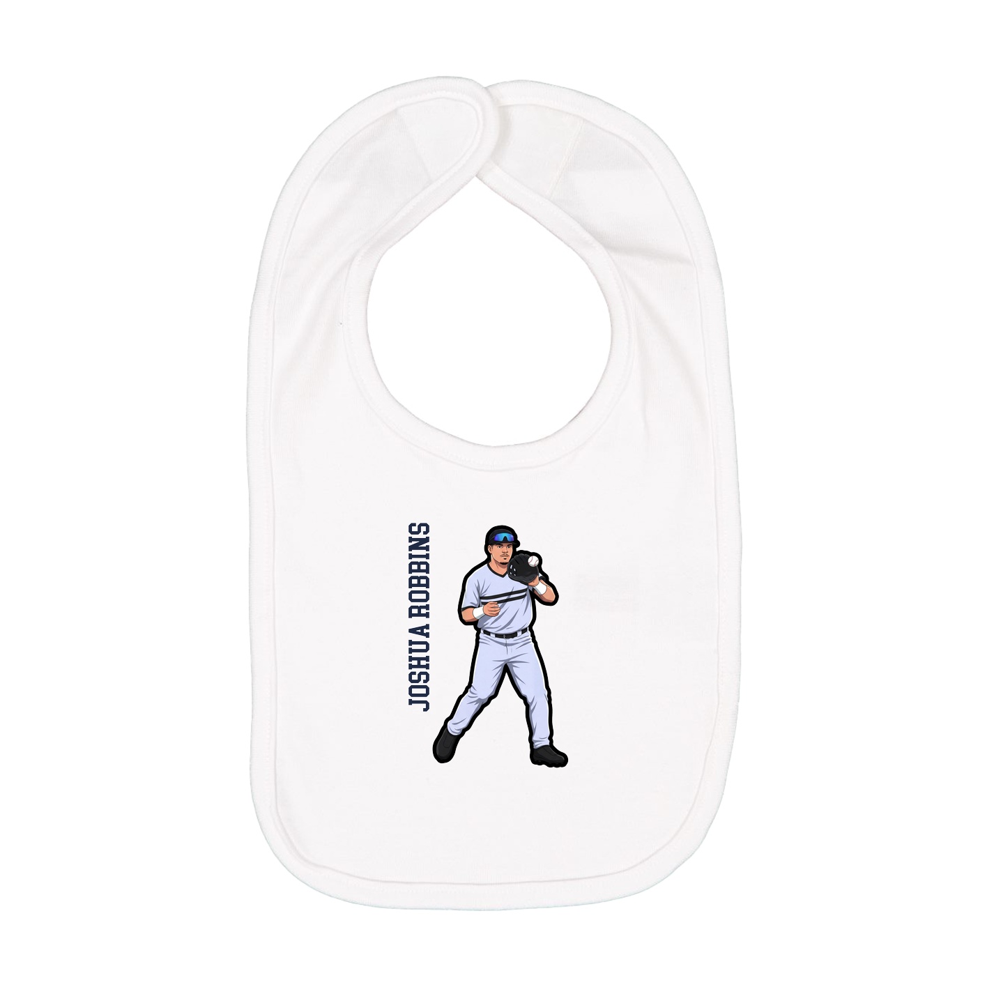Infant Bib — Name Vertical in White