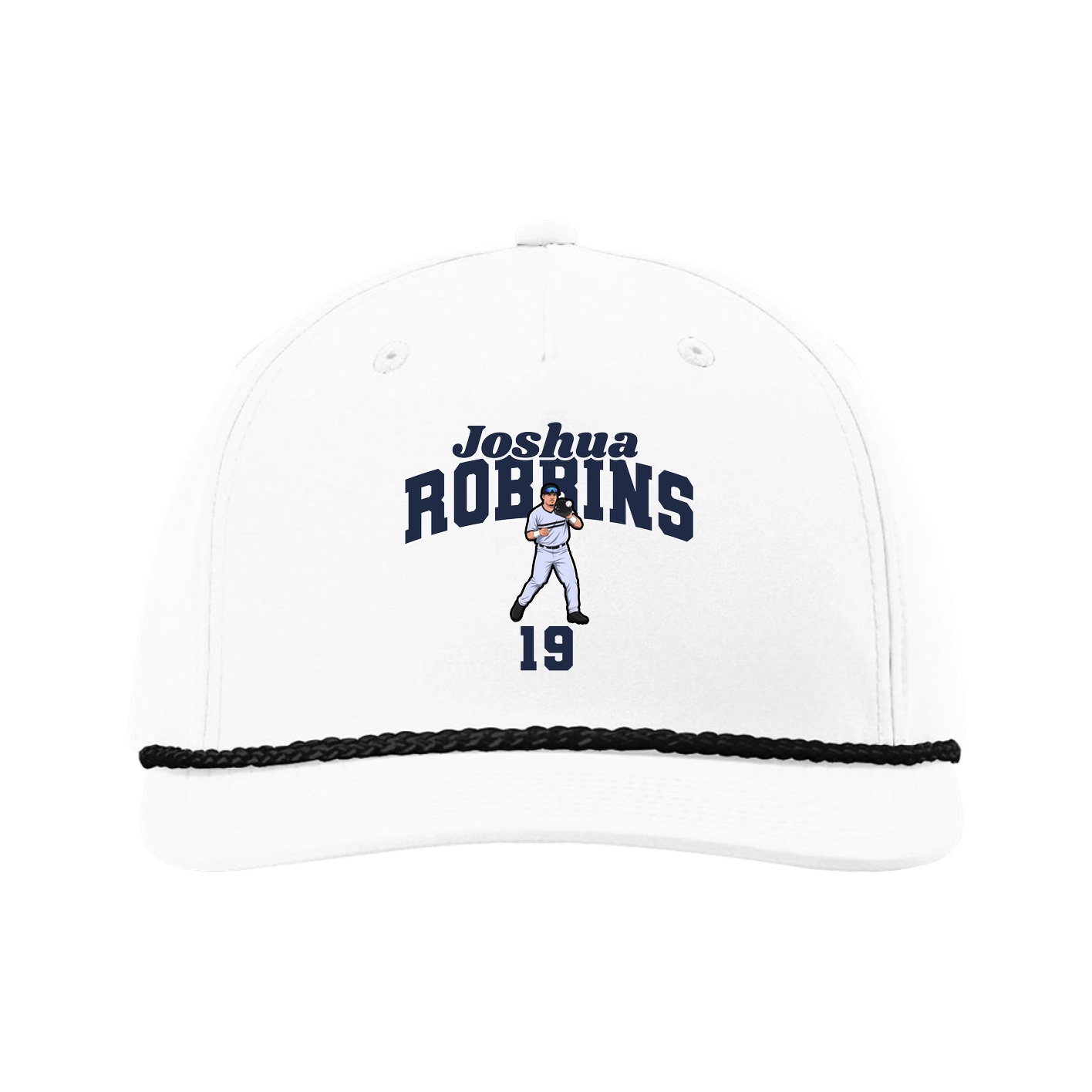Five-Panel Classic Rope Cap — Signature Arch in White