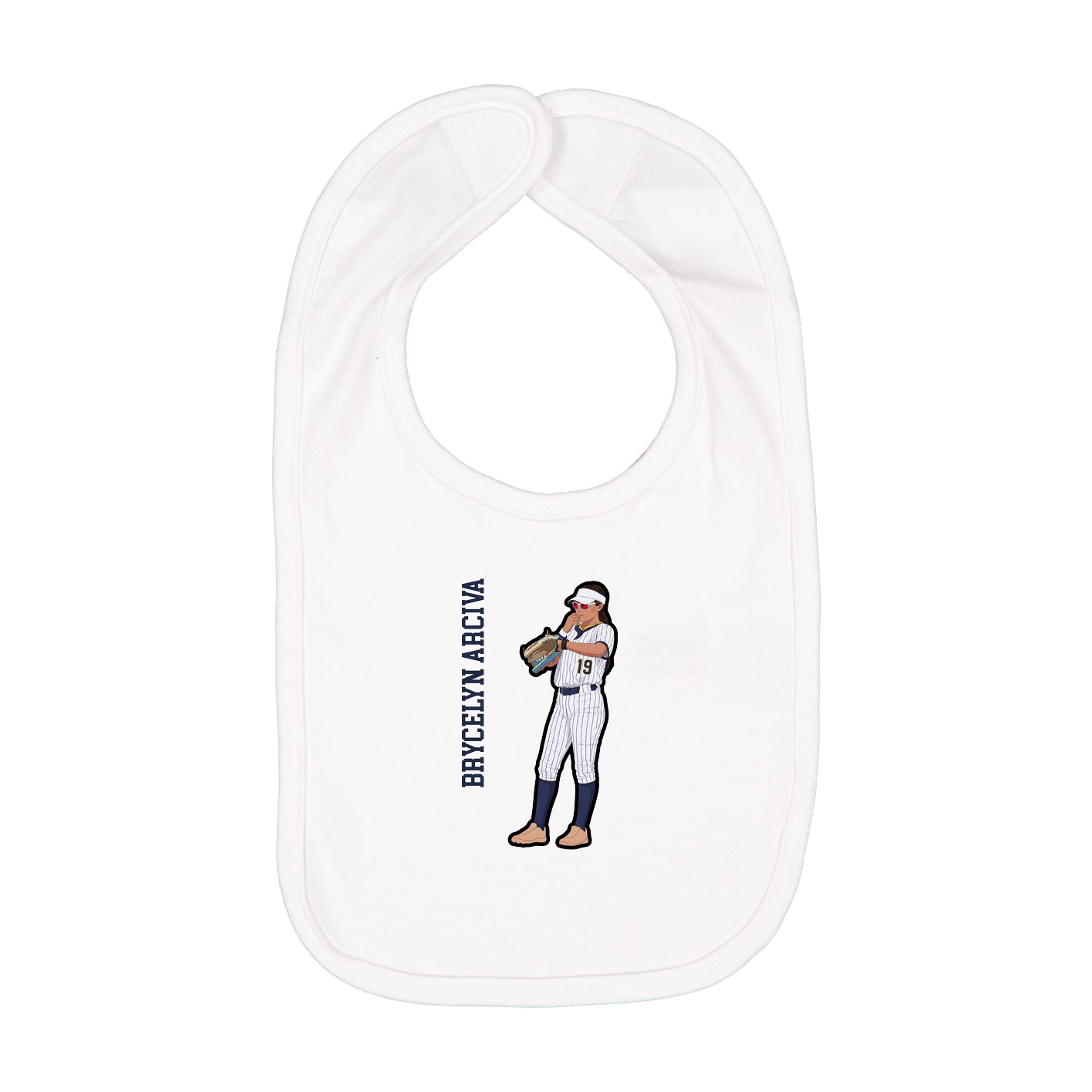Infant Bib — Name Vertical in White
