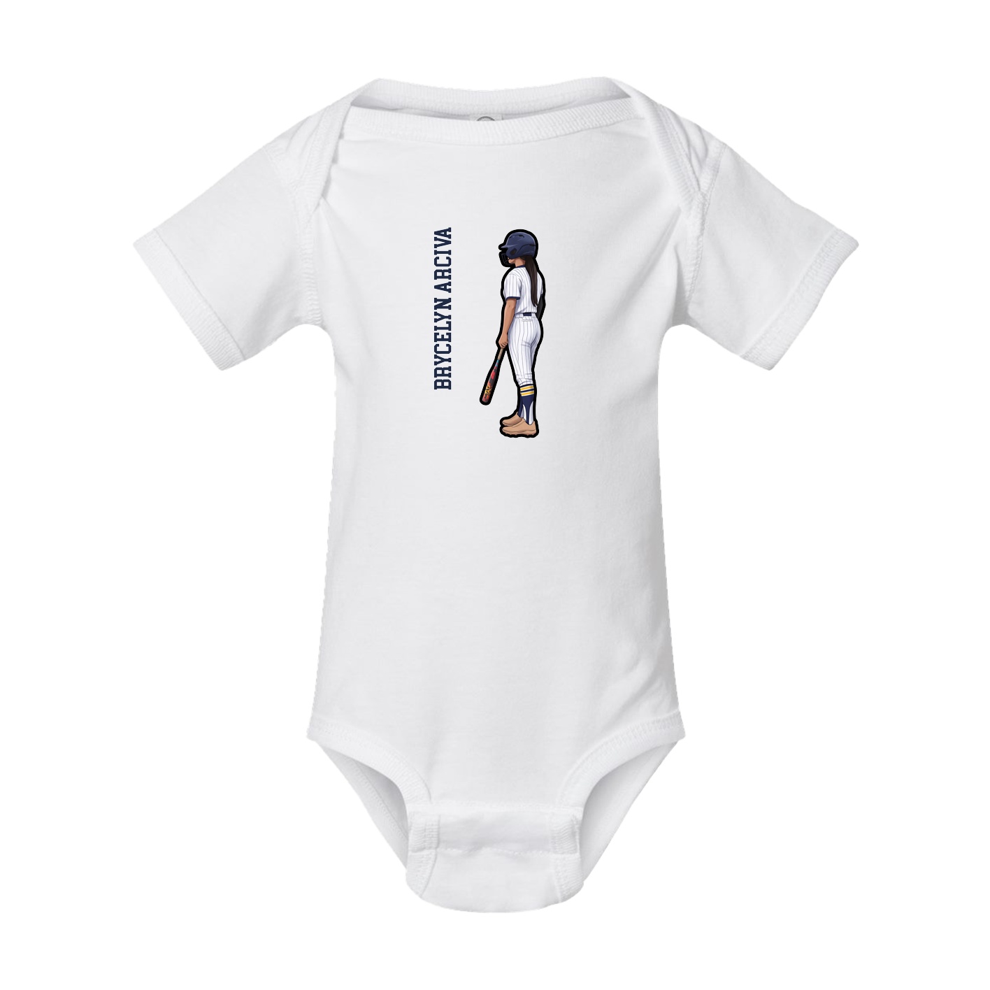 Baby Onesie — Name Vertical in White