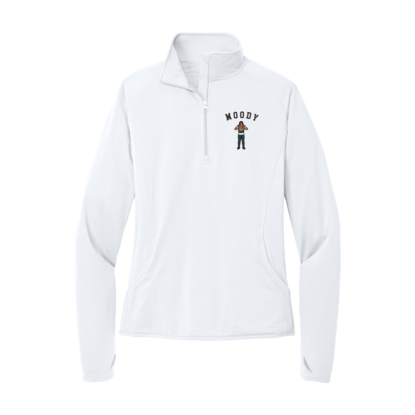 Women's Q-Zip Pullover — Shirsey Arch in White