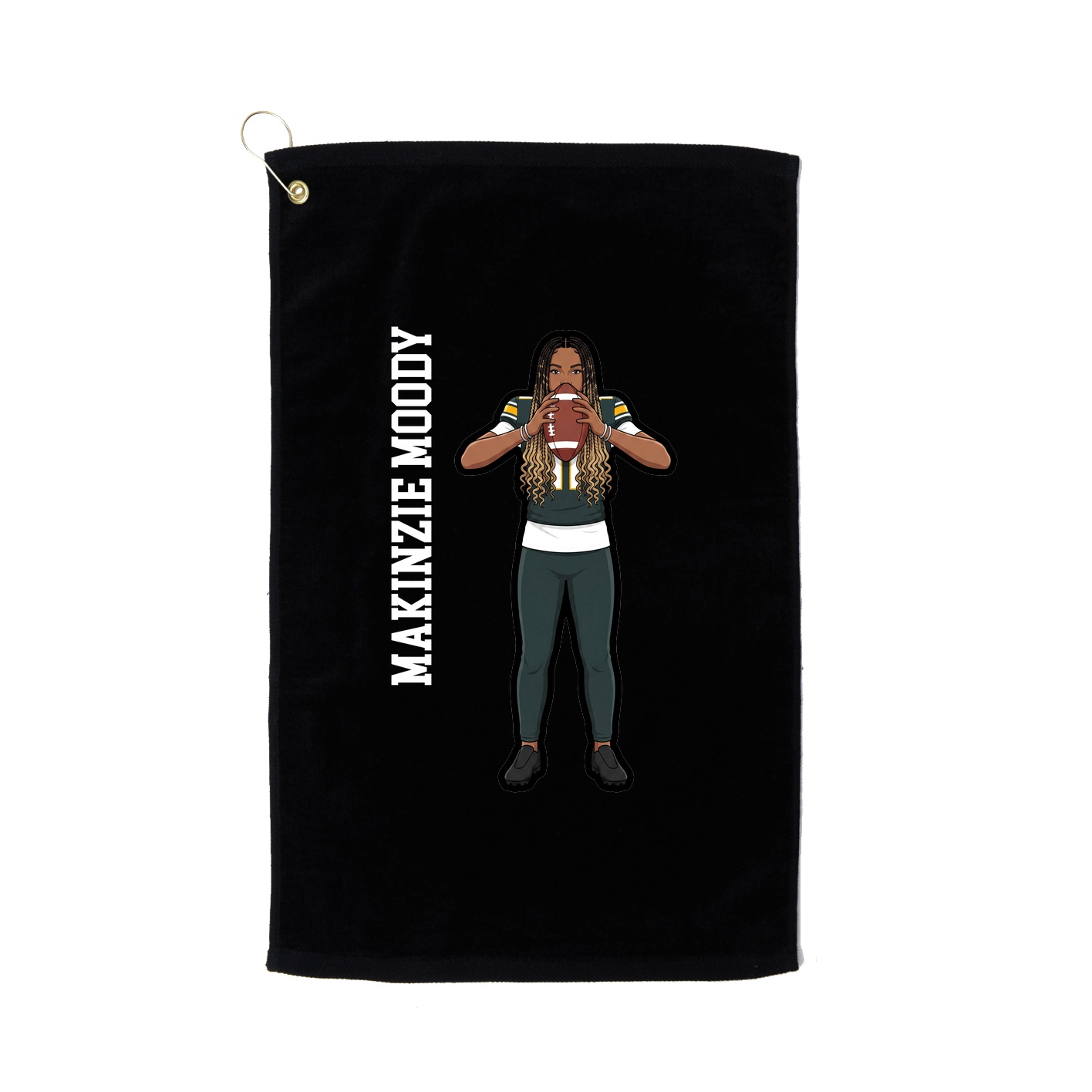 Golf Towel — Name Vertical in Black