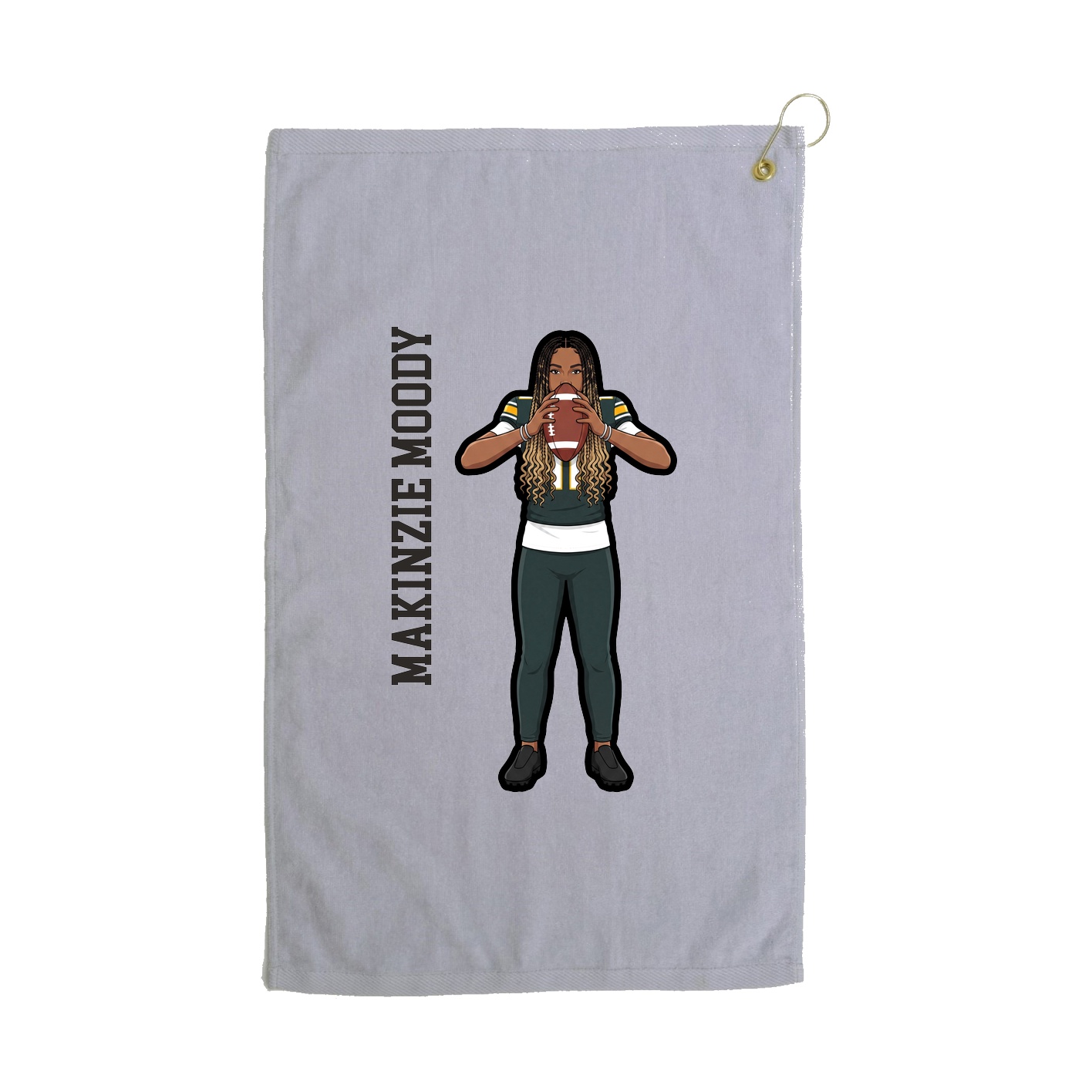 Golf Towel — Name Vertical in Grey