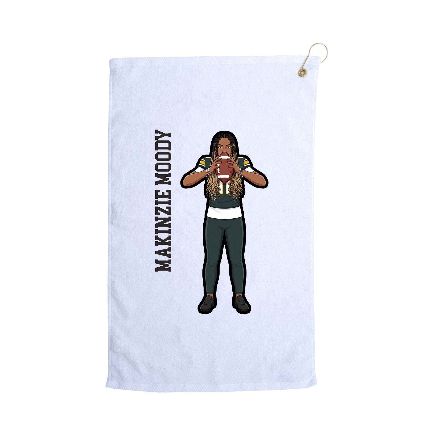 Golf Towel — Name Vertical in White