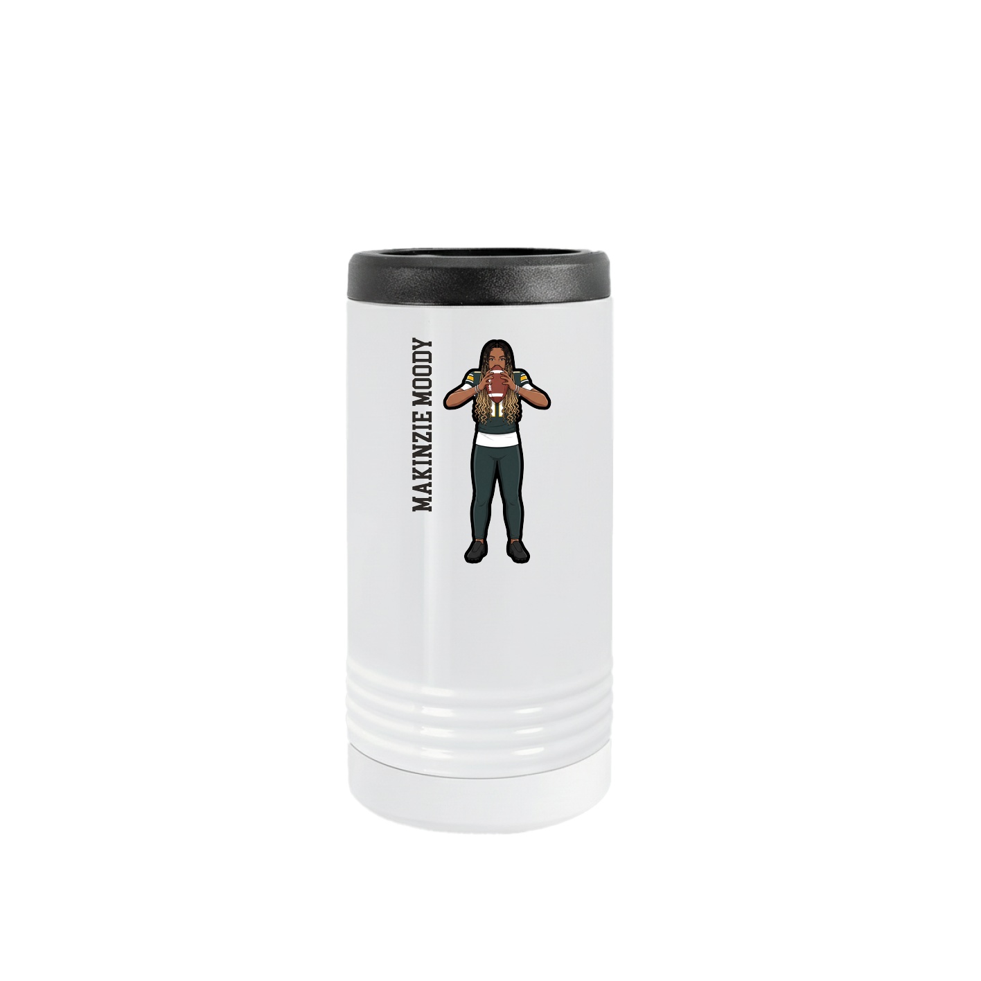 Slim Beverage Holder — Name Vertical in White