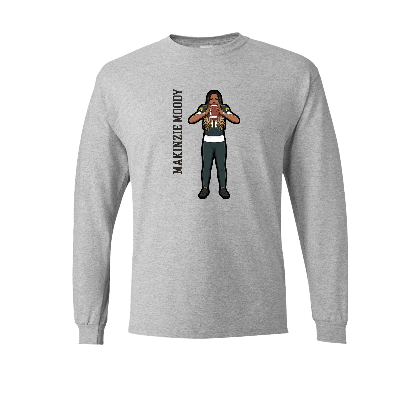 Long Sleeve Tee — Name Vertical in Grey