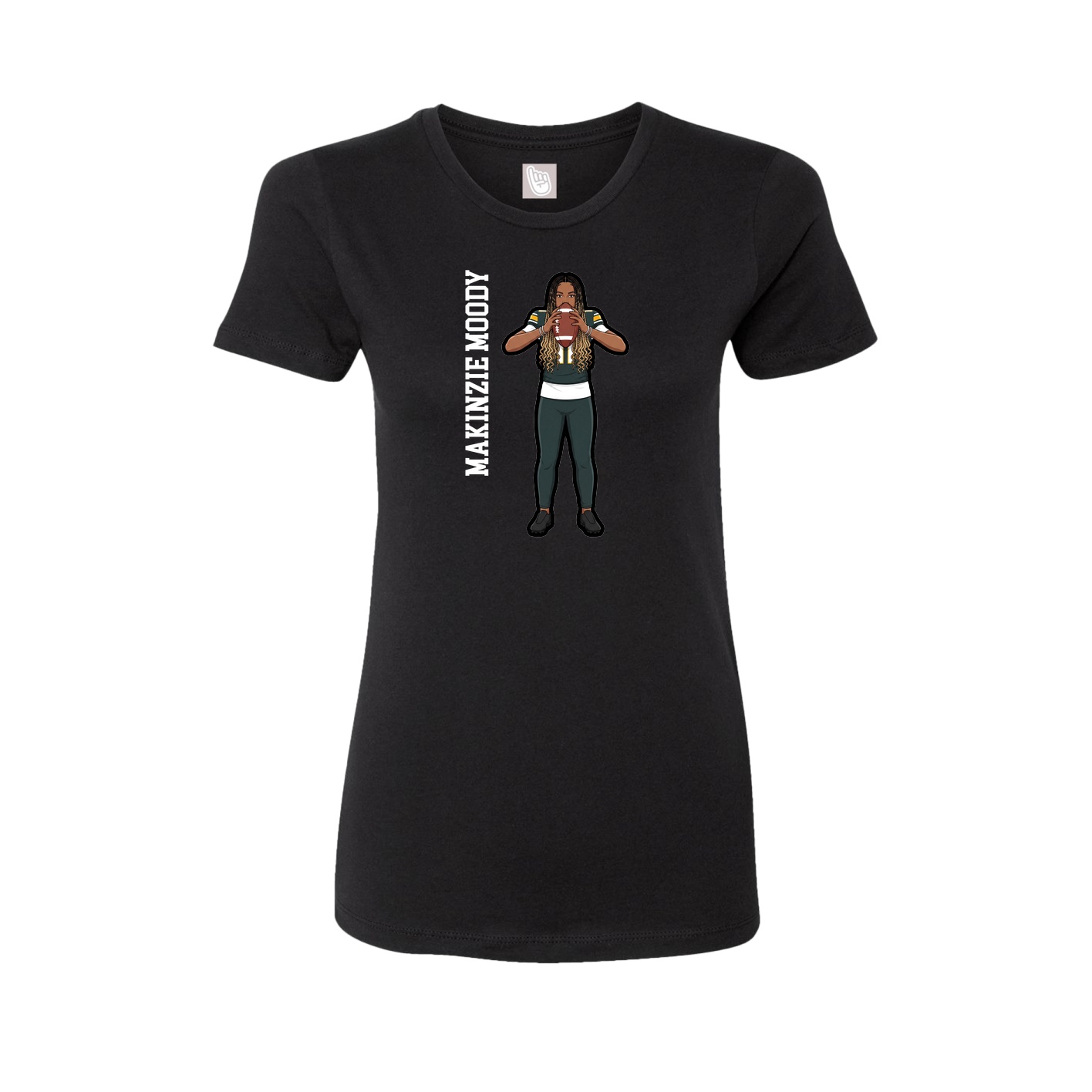 Womens Tee — Name Vertical in Black