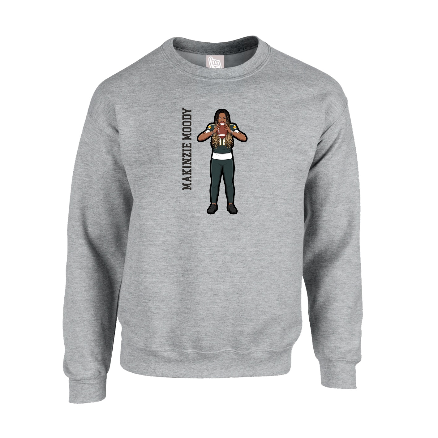 Fleece Crew — Name Vertical in Grey