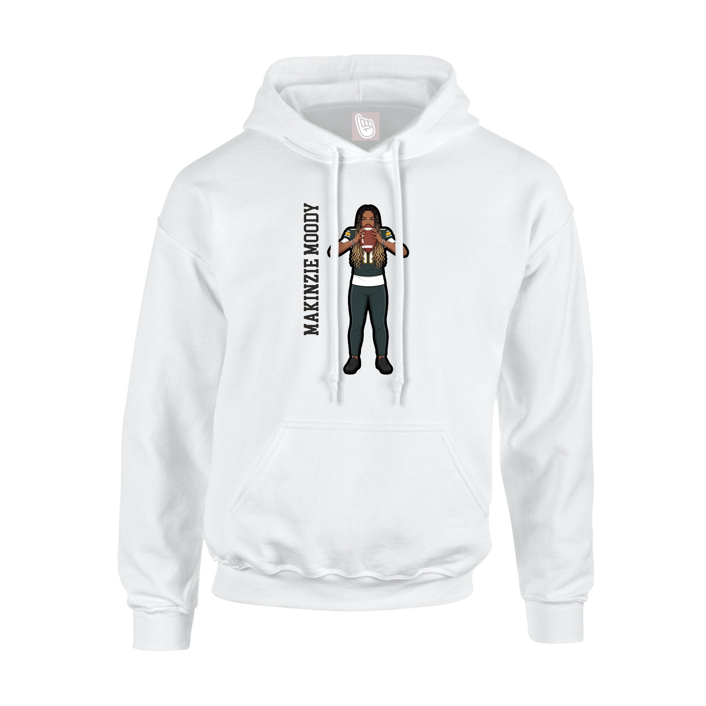 Youth Hoodie — Name Vertical in White