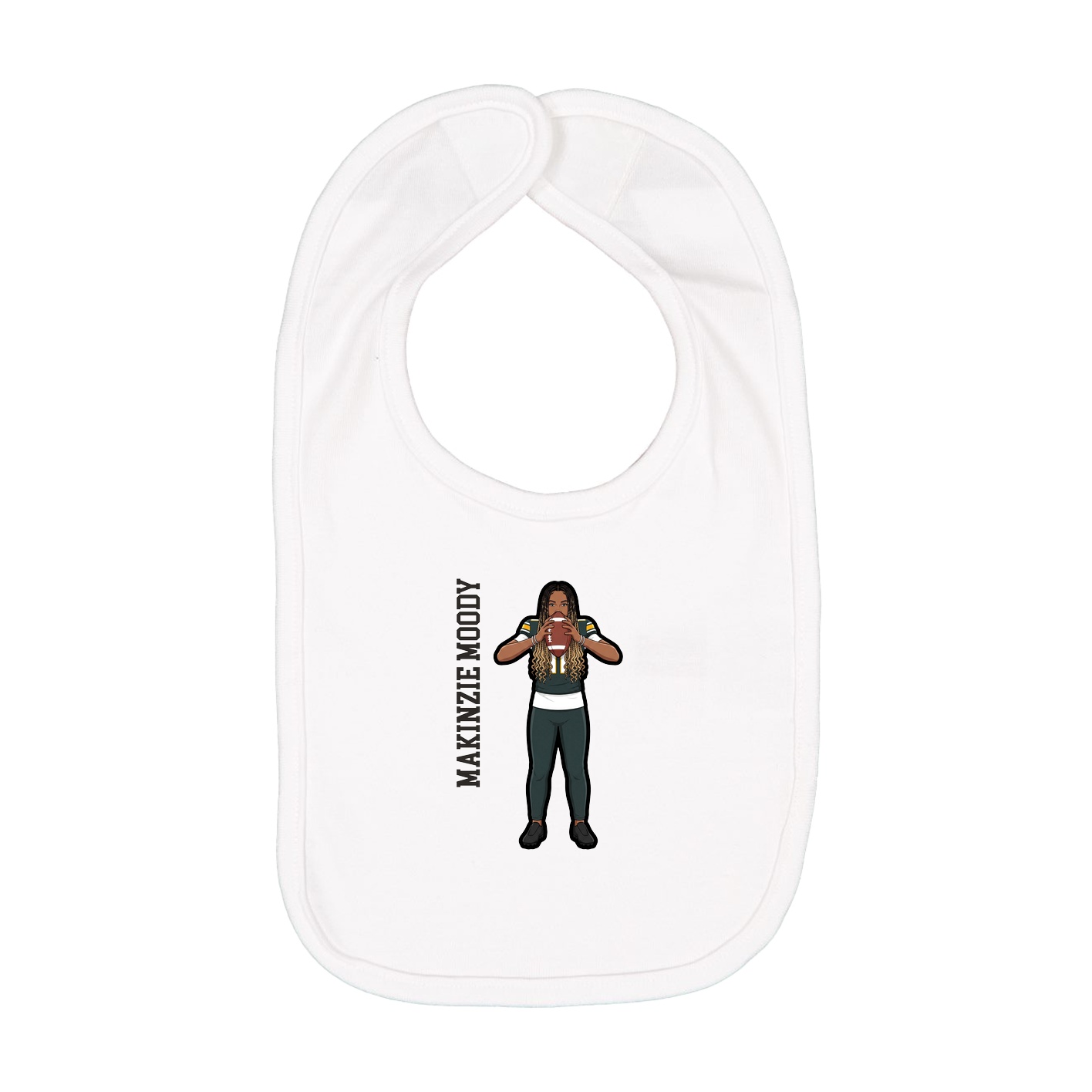 Infant Bib — Name Vertical in White
