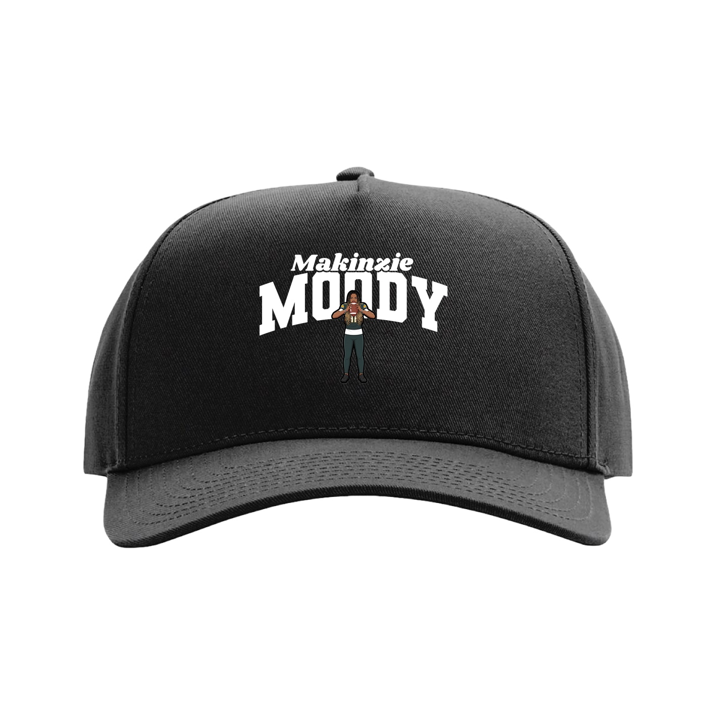 Full Fabric Five-Panel Champ Cap — Signature Arch in Black