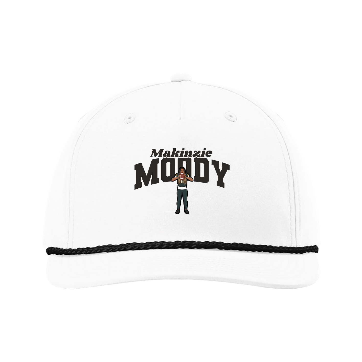 Five-Panel Classic Rope Cap — Signature Arch in White