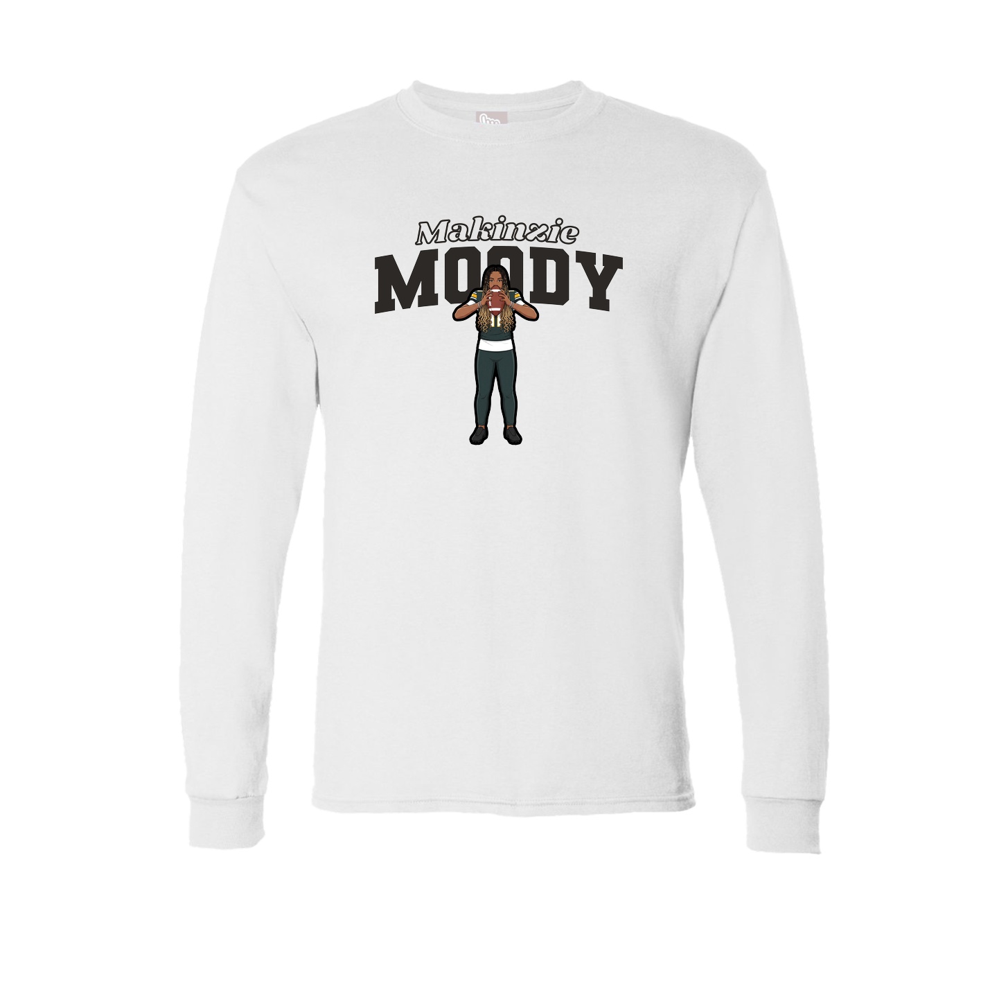 Long Sleeve Tee — Name Arch in White