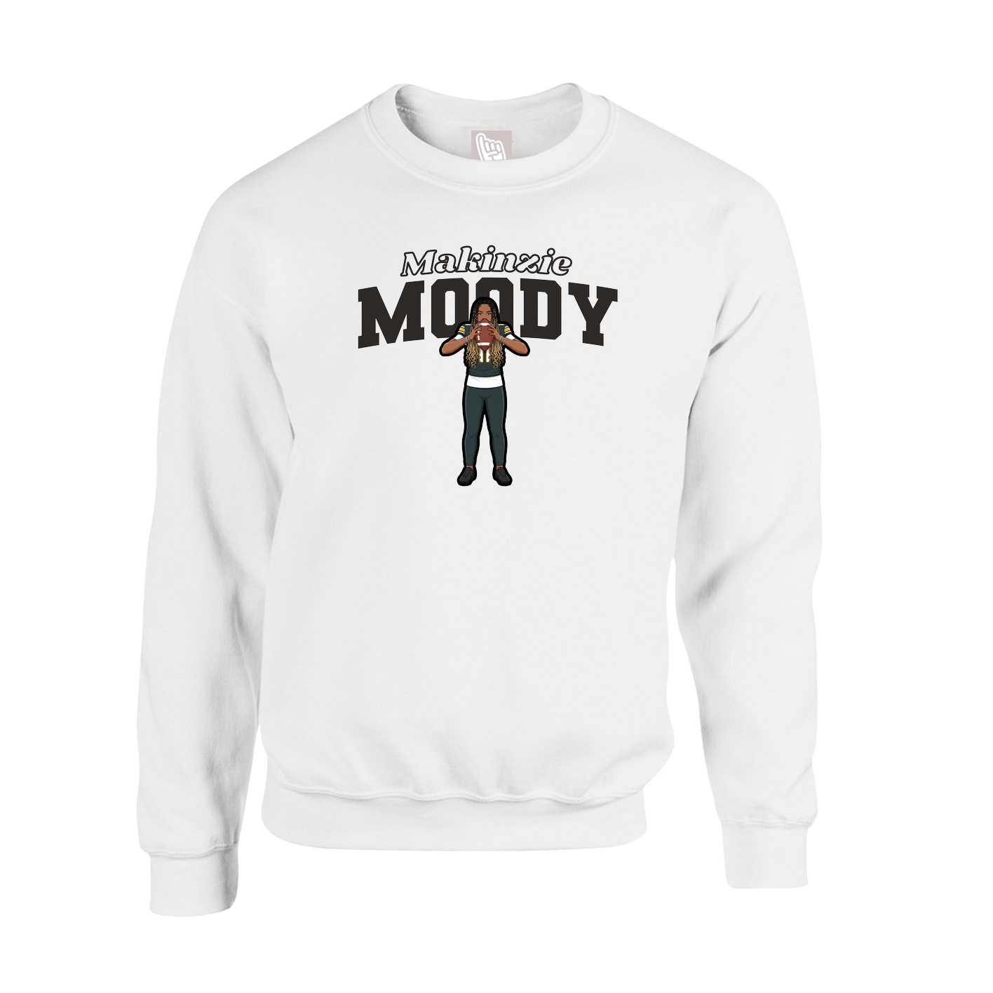 Fleece Crew — Name Arch in White