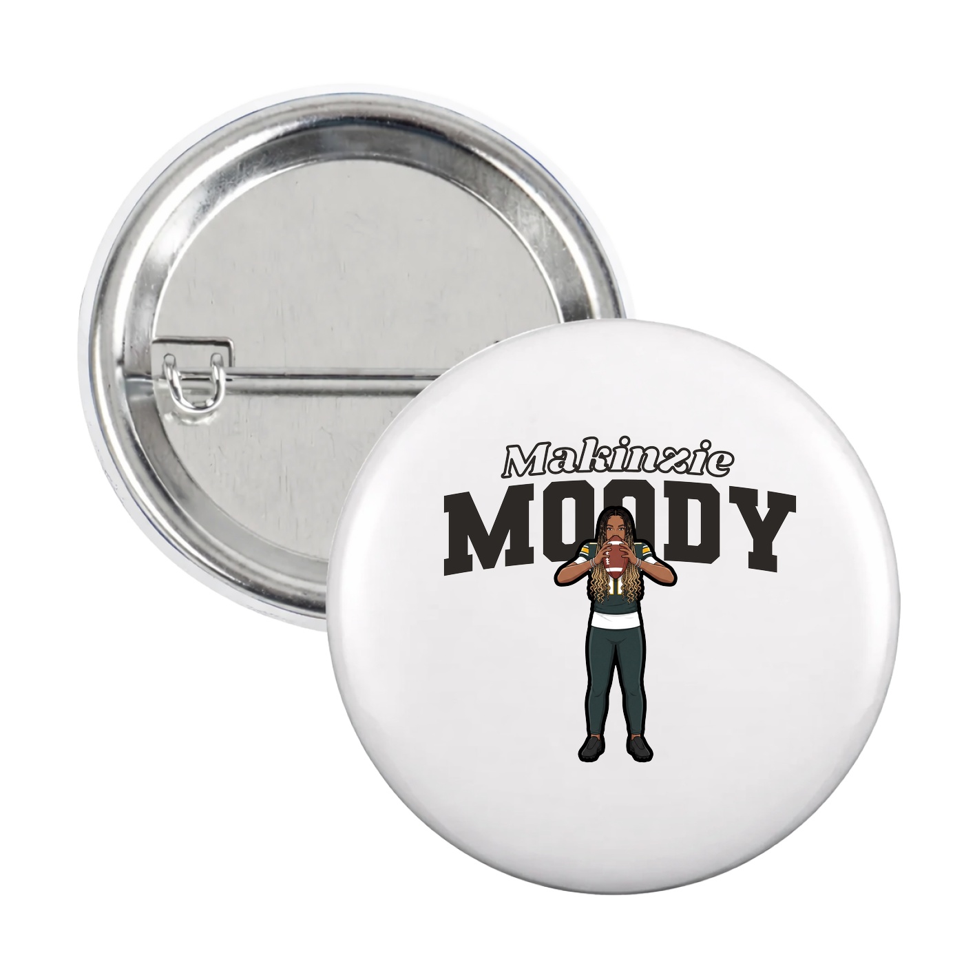 Game Day Button — Name Arch in White