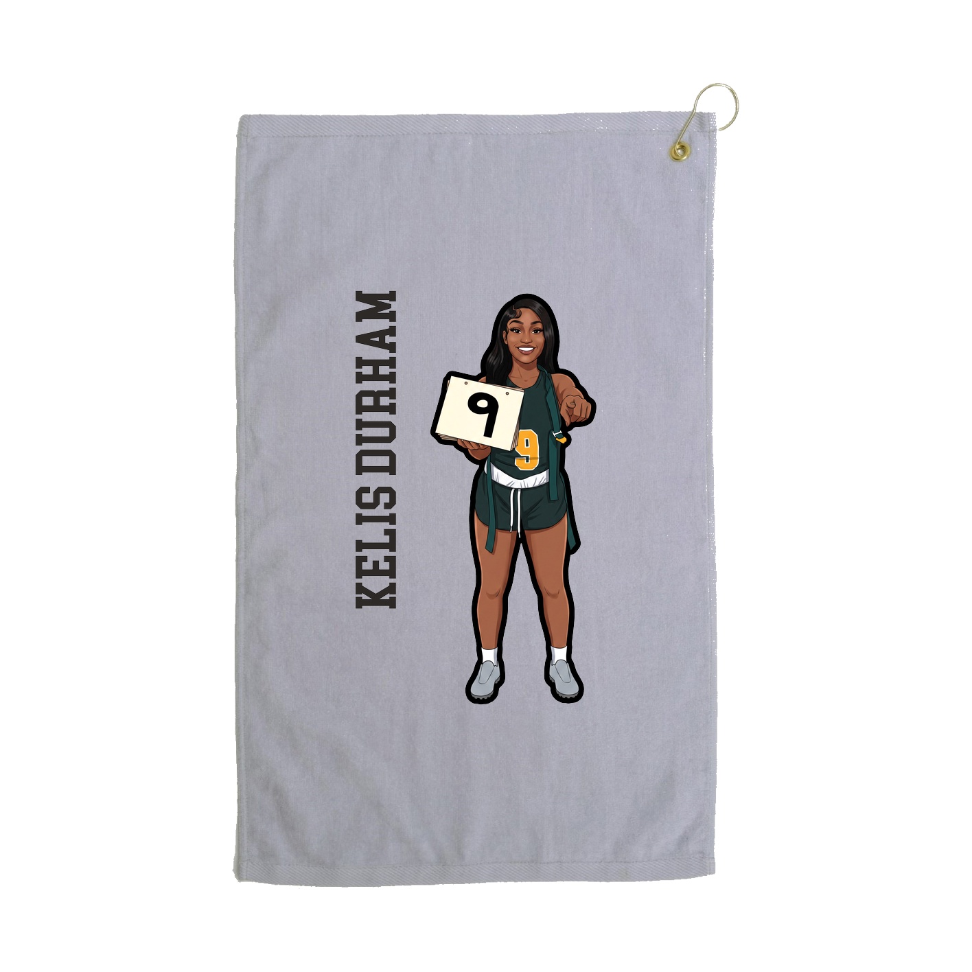 Golf Towel — Name Vertical in Grey