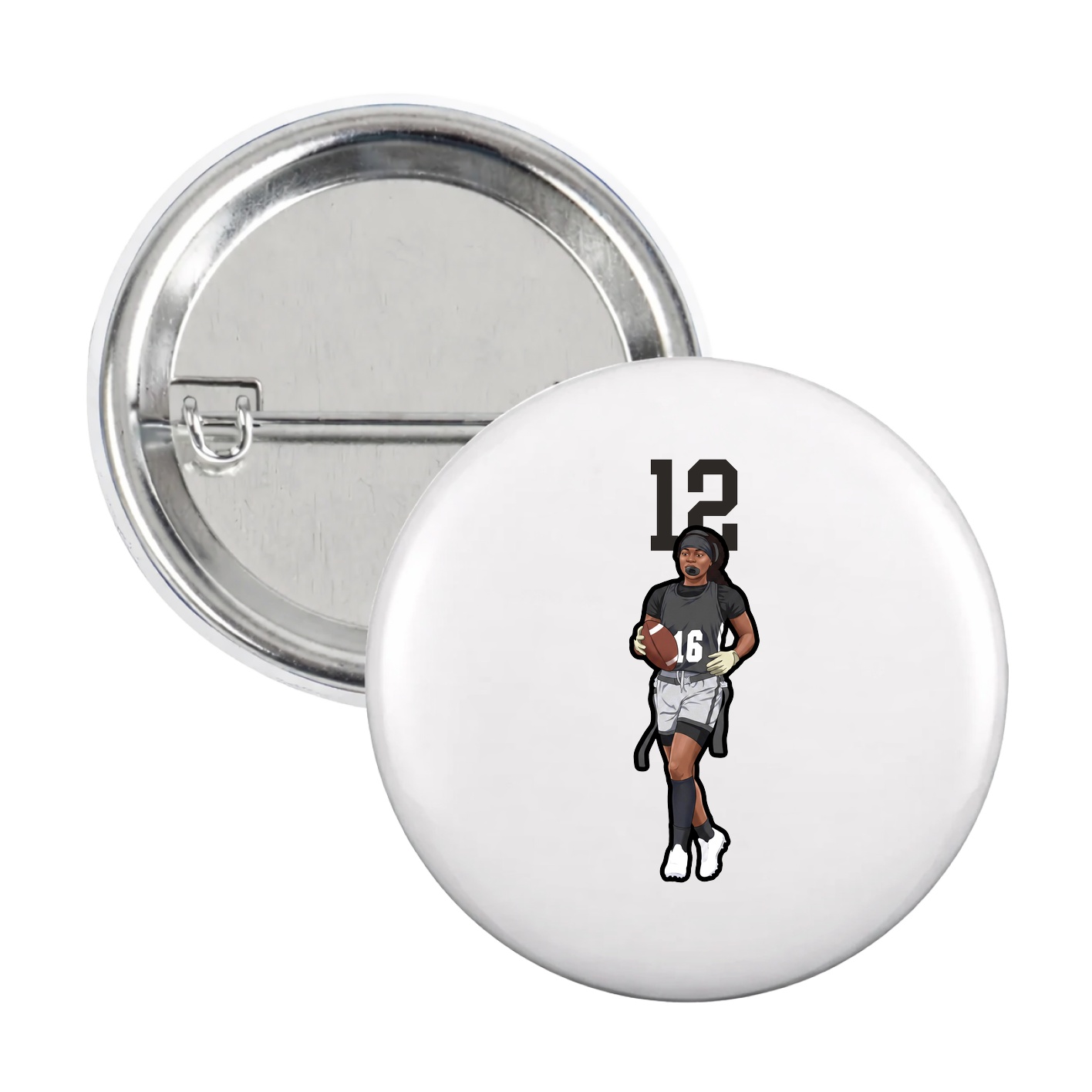 Game Day Button — Number Top in White