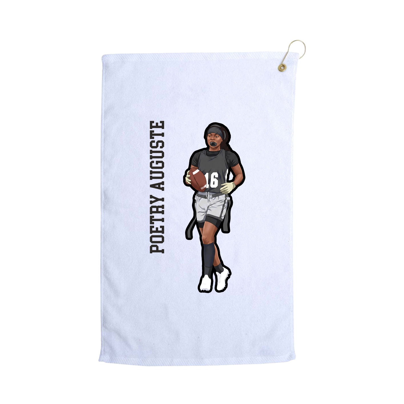 Golf Towel — Name Vertical in White