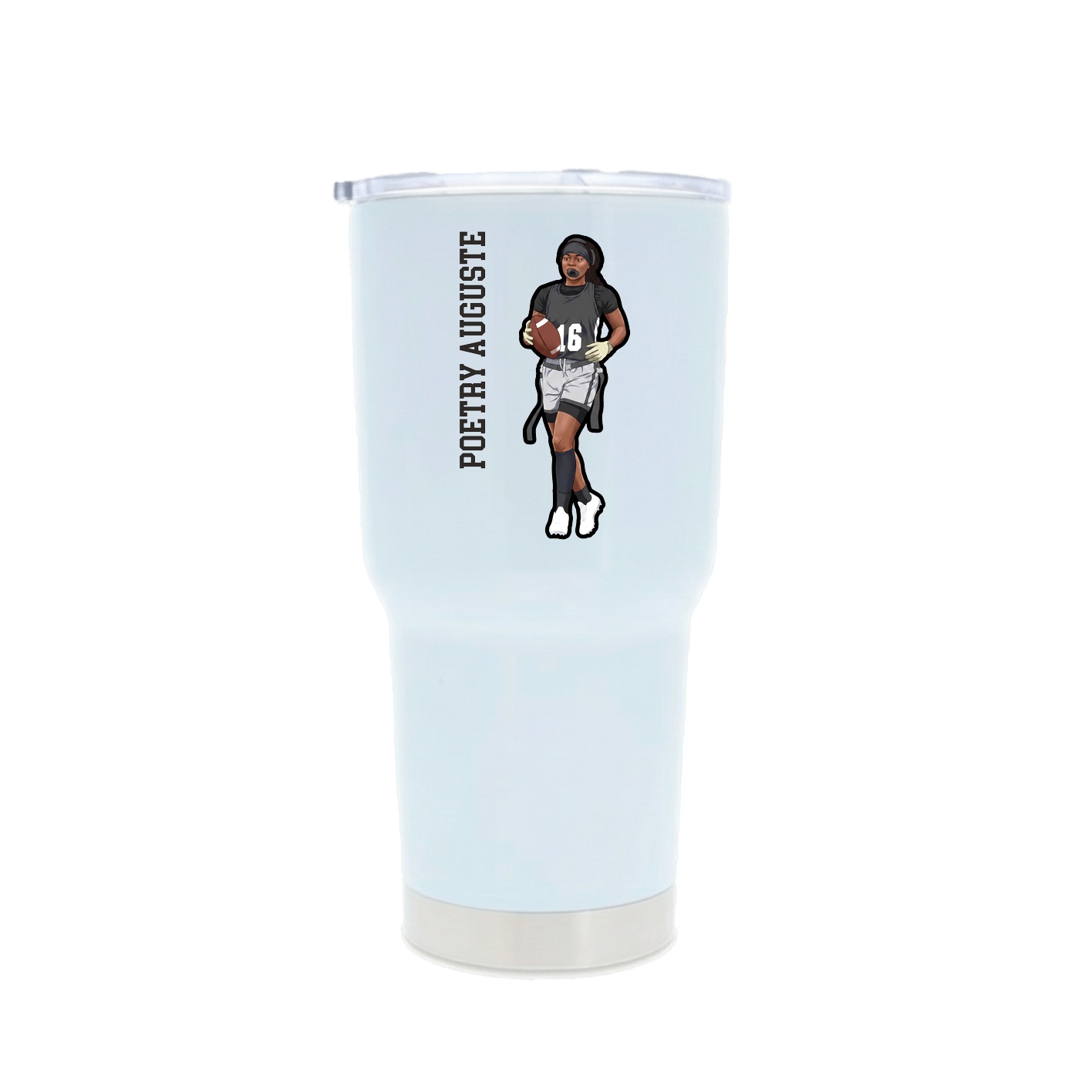 30oz Stainless Steel Tumbler — Name Vertical in White