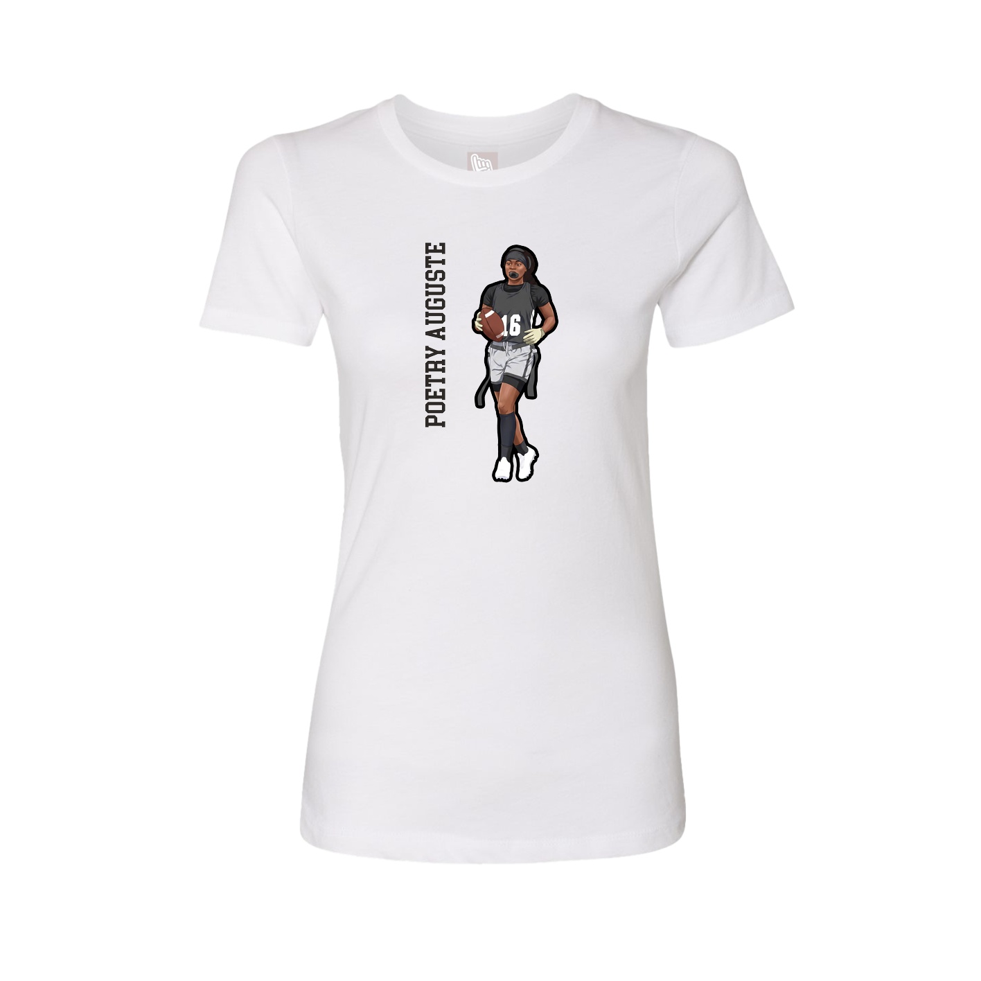 Fitted Women's Tee — Name Vertical in White