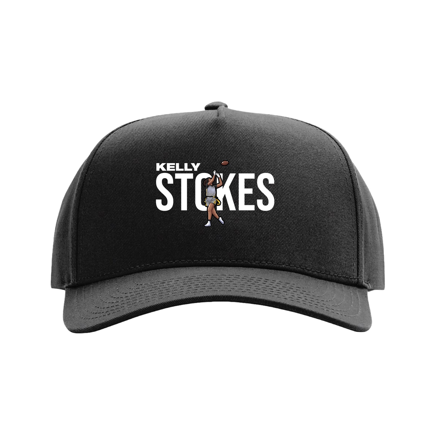 Full Fabric Five-Panel Champ Cap — Player Name in Black