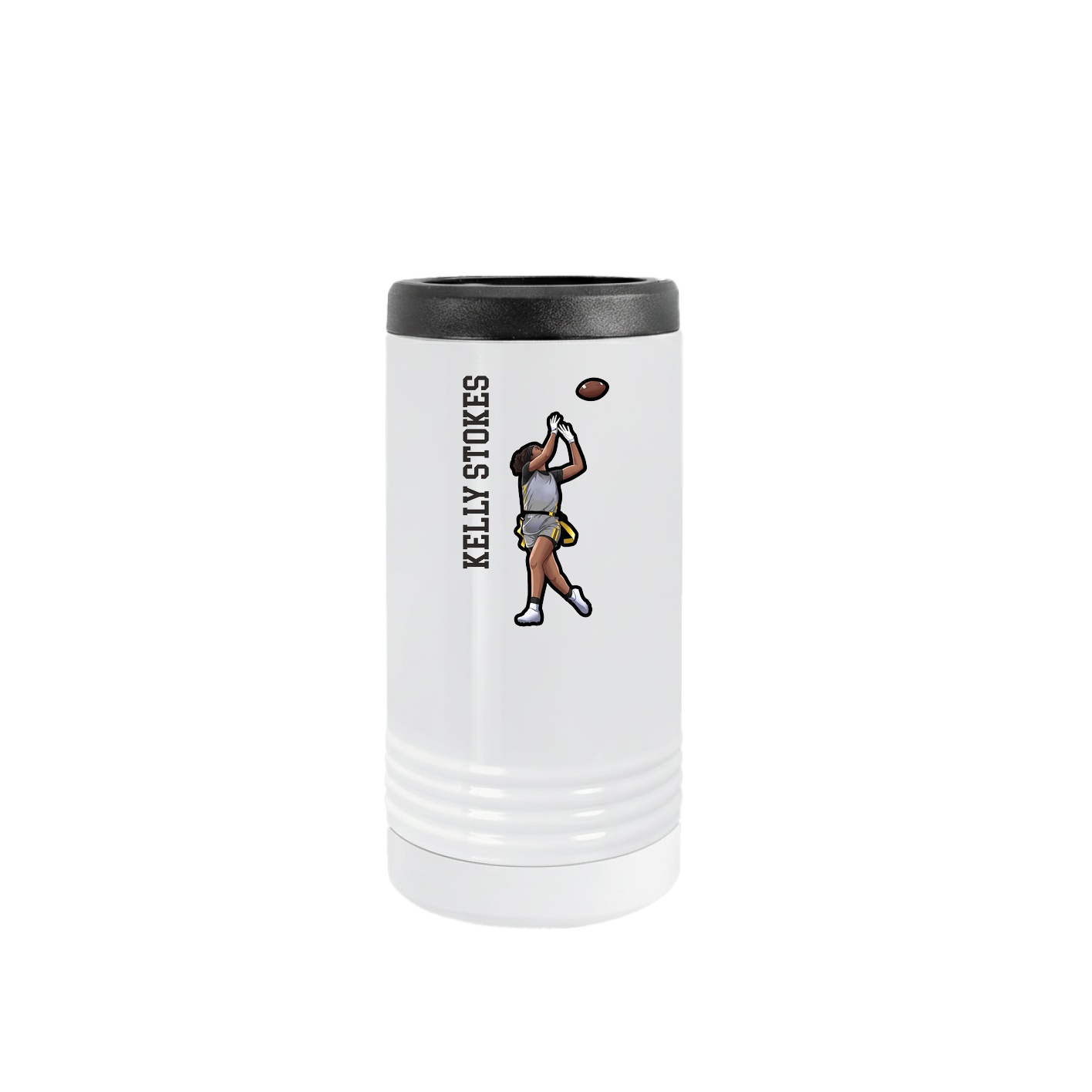 Slim Beverage Holder — Name Vertical in White