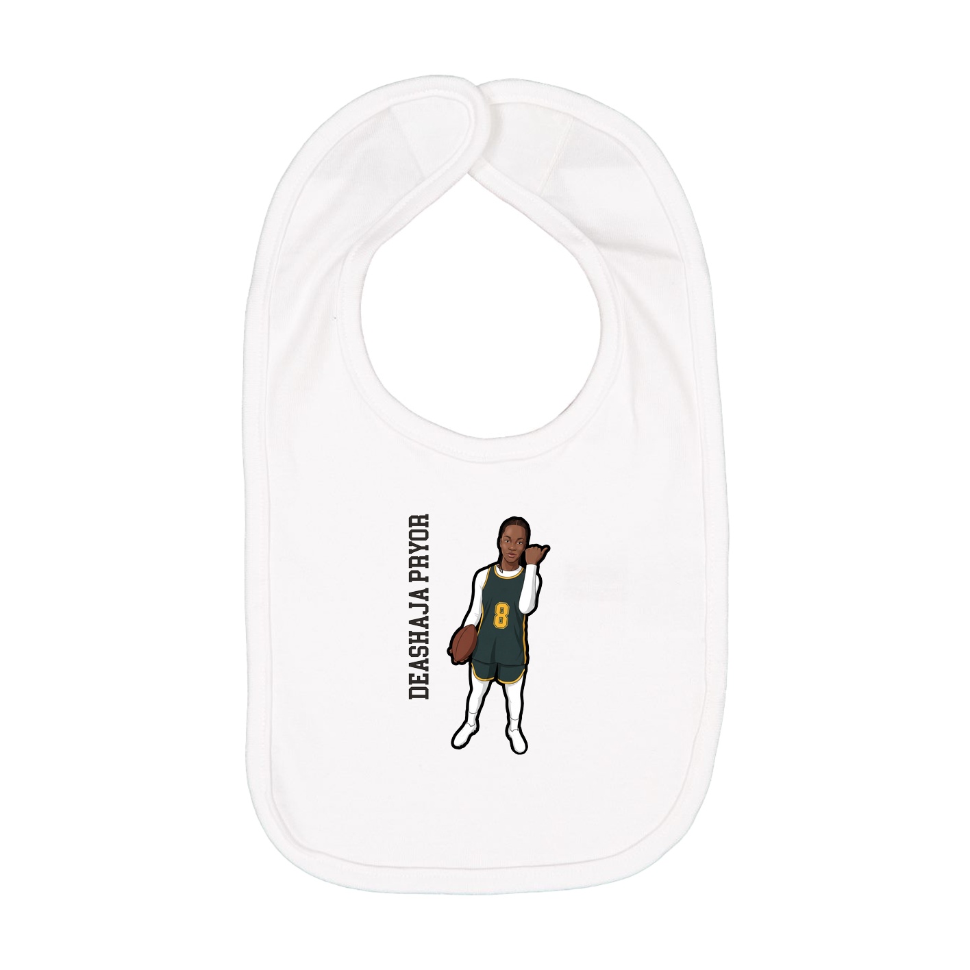 Infant Bib — Name Vertical in White