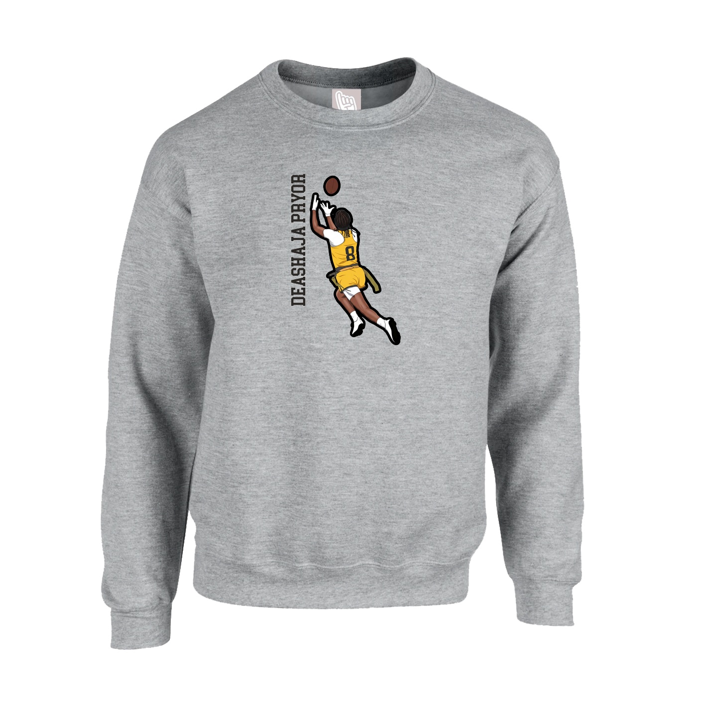Fleece Crew — Name Vertical in Grey