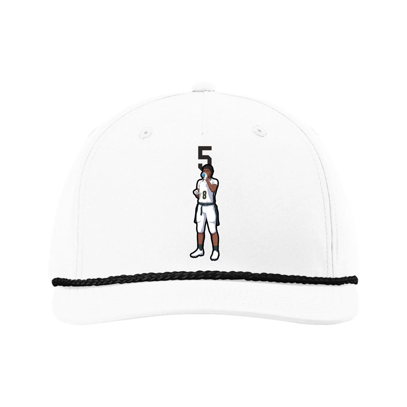Five-Panel Classic Rope Cap — Number Top in White