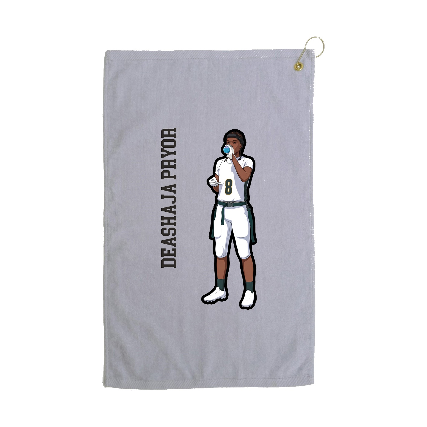 Golf Towel — Name Vertical in Grey