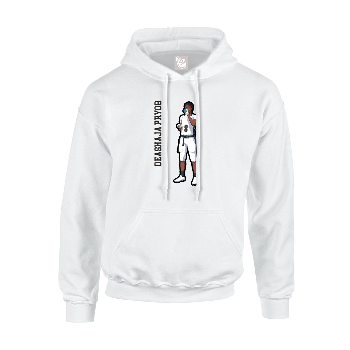 Youth Hoodie — Name Vertical in White