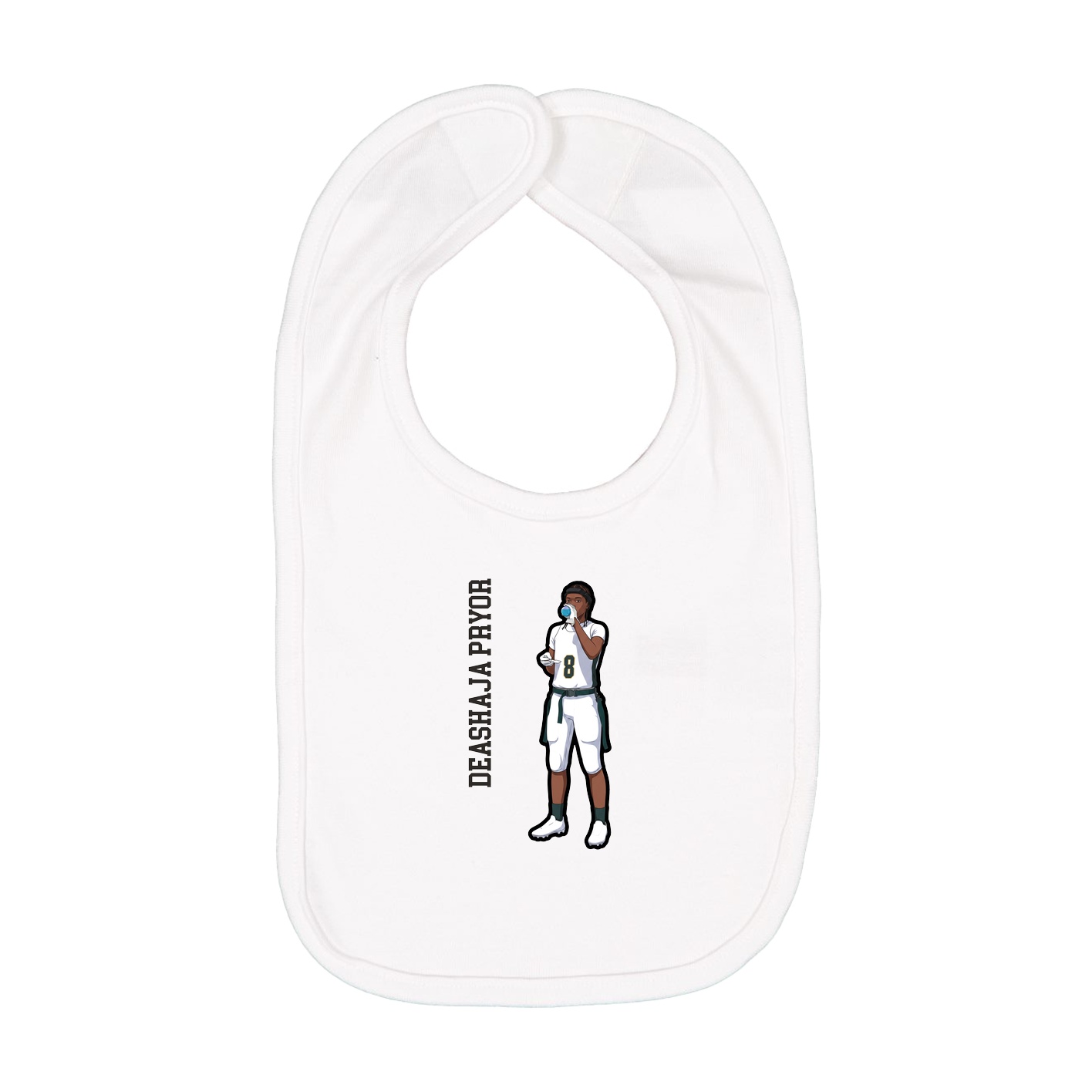 Infant Bib — Name Vertical in White