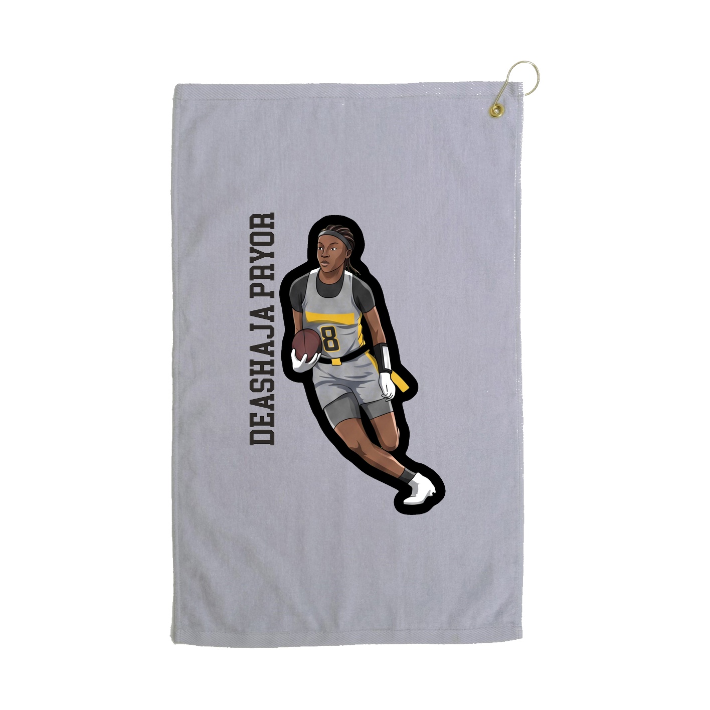 Golf Towel — Name Vertical in Grey