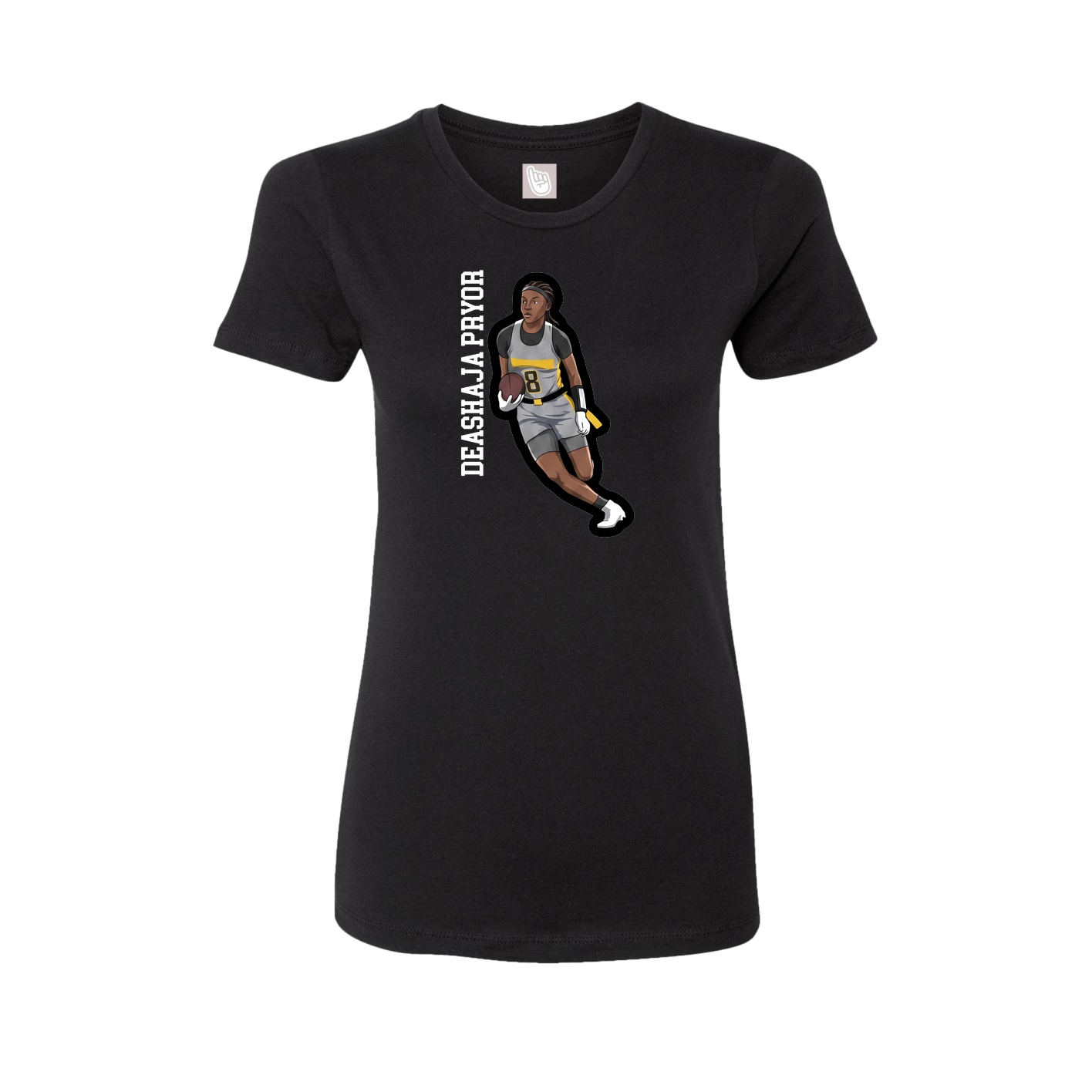 Womens Tee — Name Vertical in Black