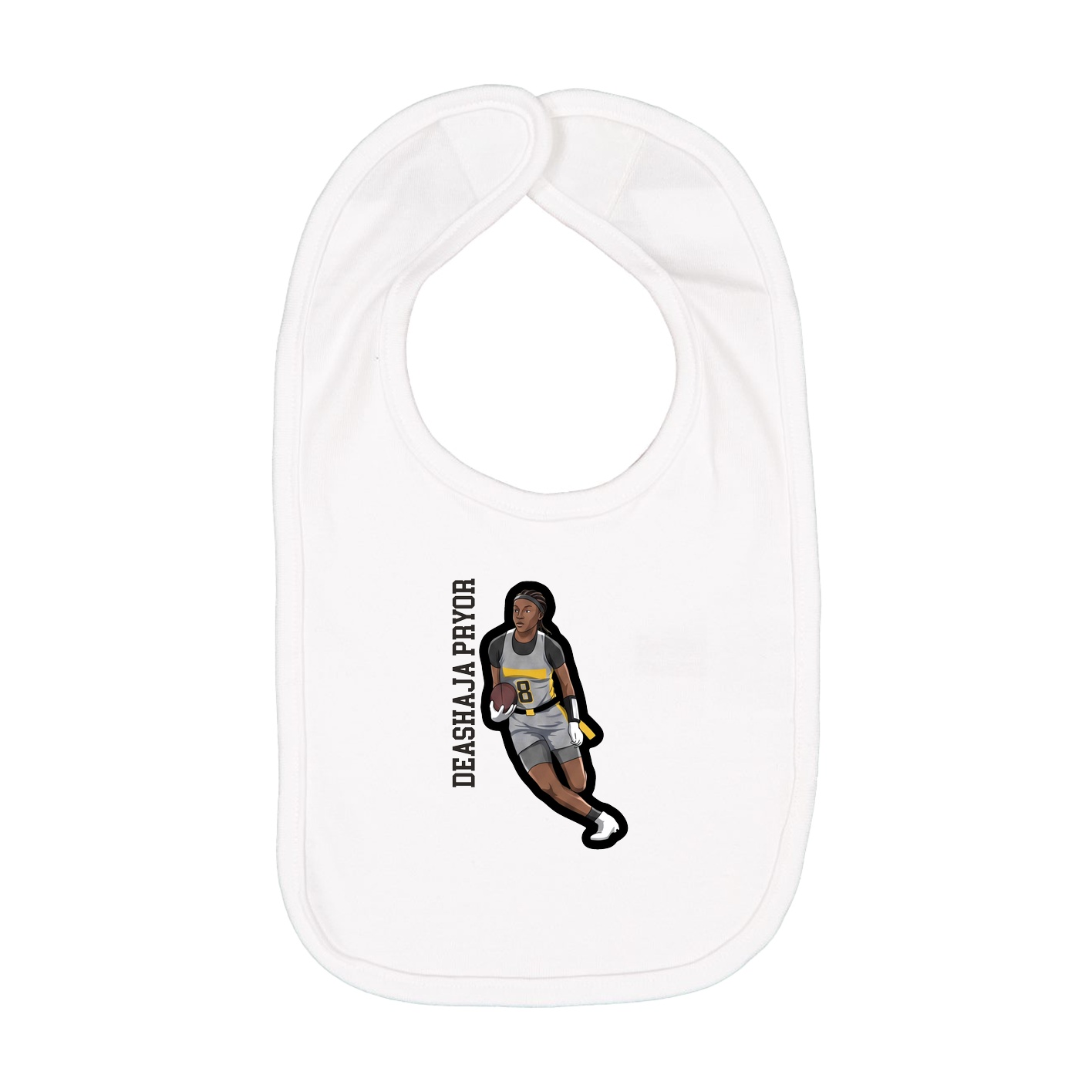 Infant Bib — Name Vertical in White