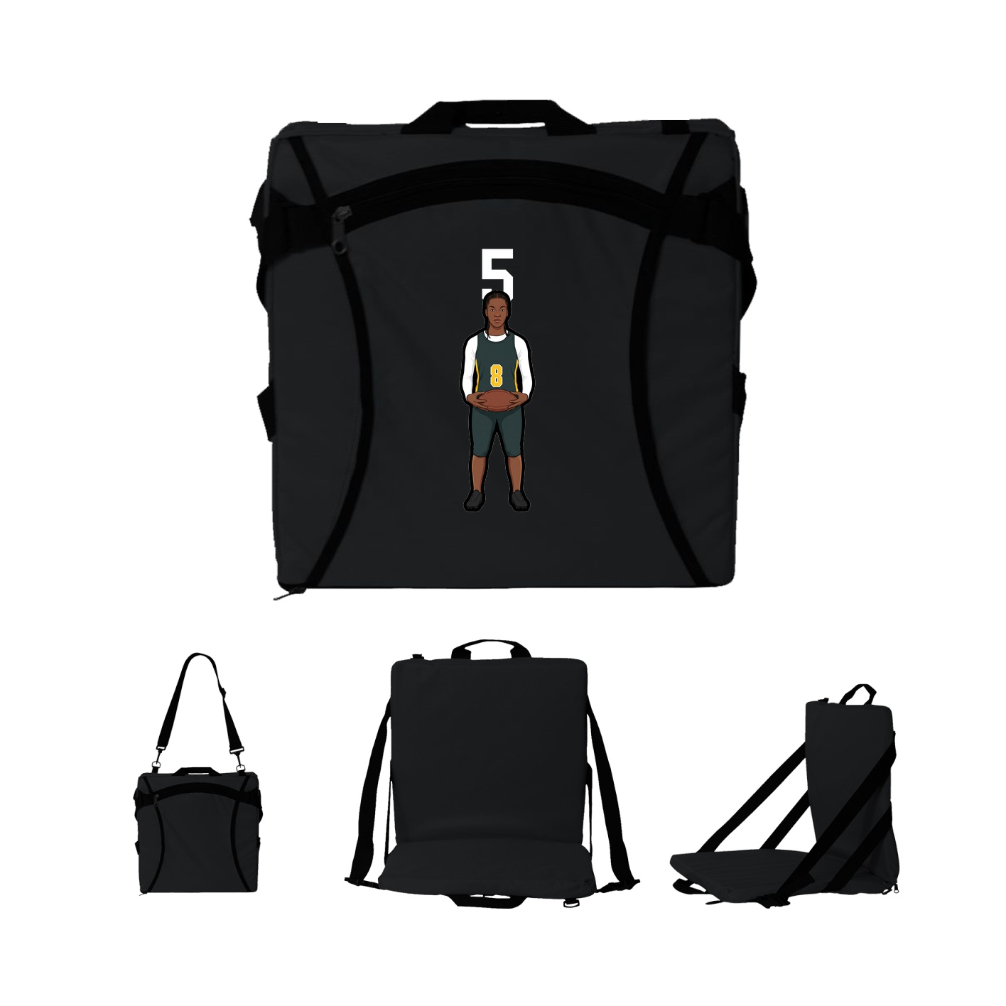 Folding Stadium Seat — Number Top in Black