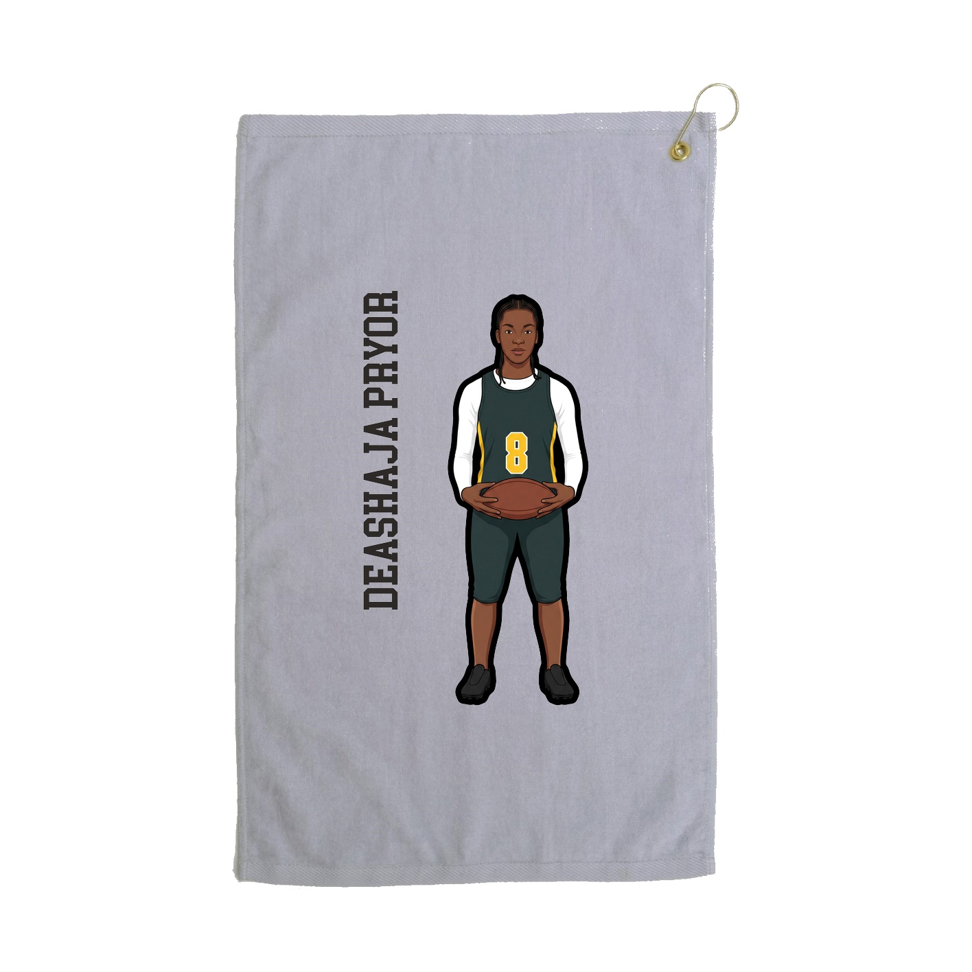Golf Towel — Name Vertical in Grey