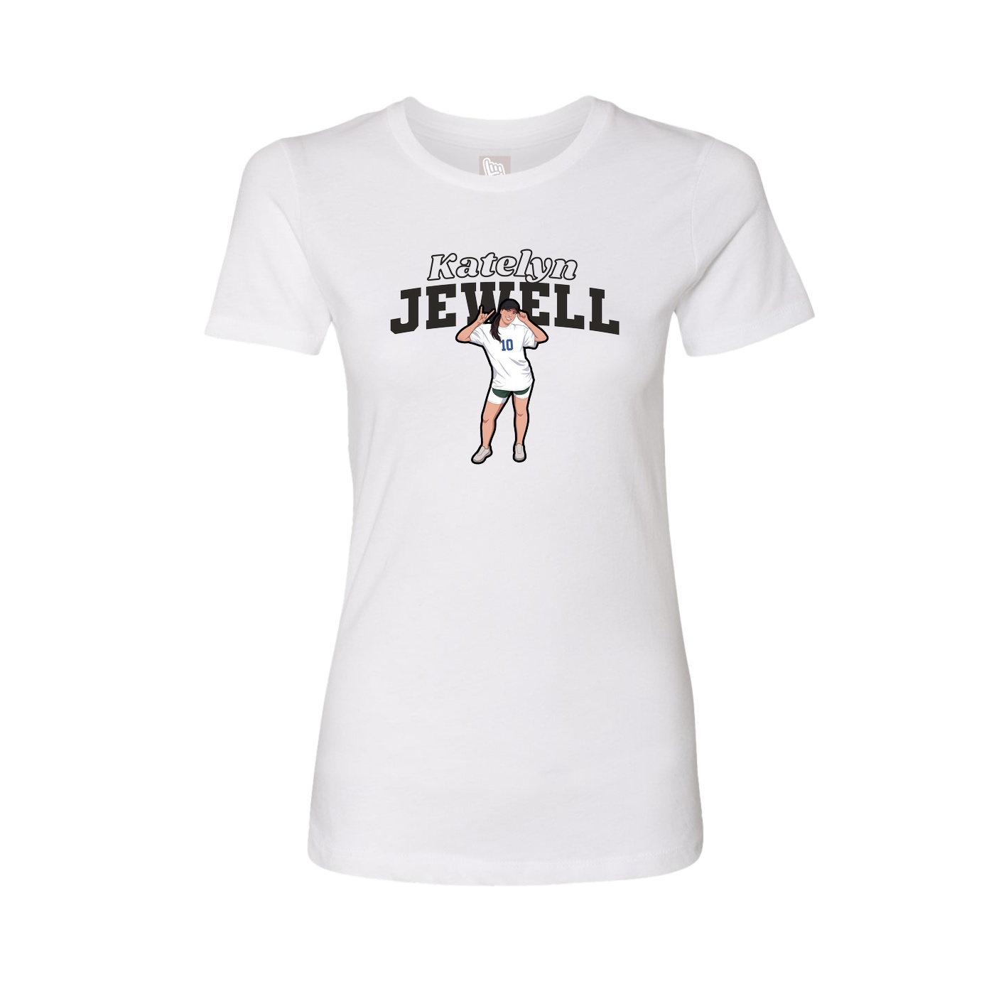 Fitted Women's Tee — Name Arch in White