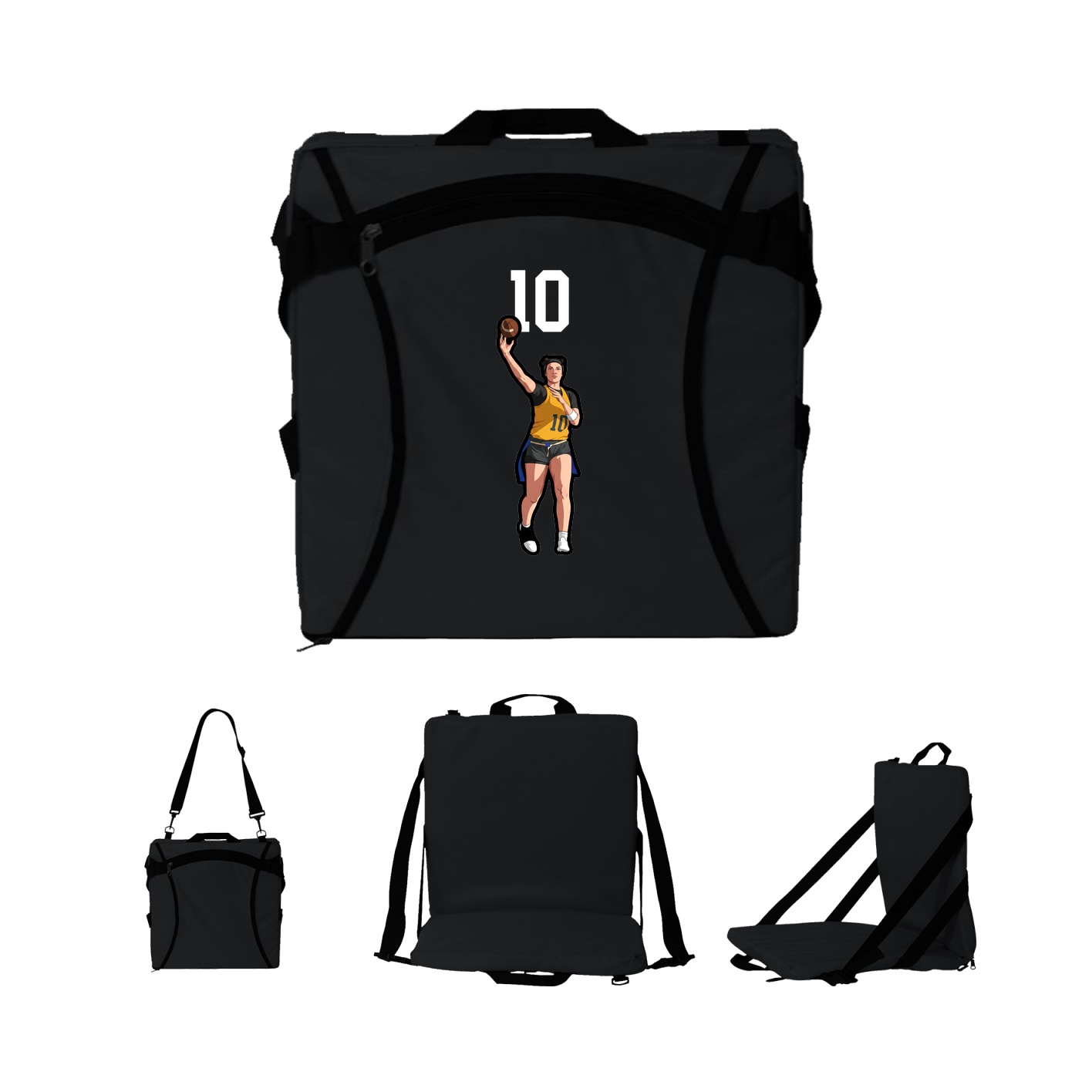 Folding Stadium Seat — Number Top in Black