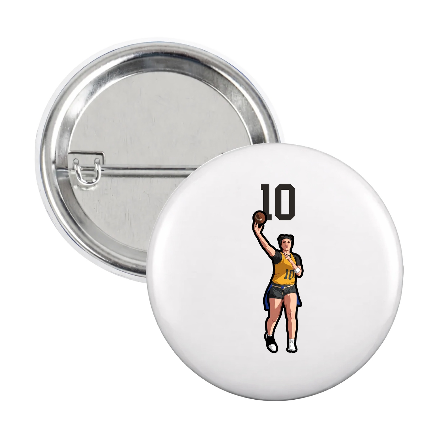 Game Day Button — Number Top in White