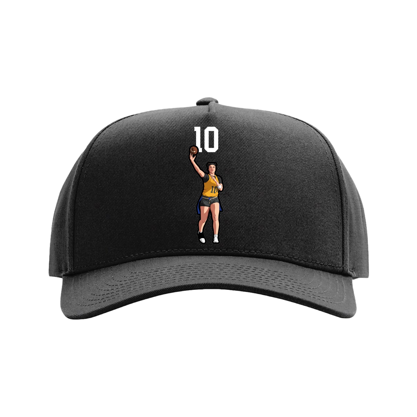 Full Fabric Five-Panel Champ Cap — Number Top in Black