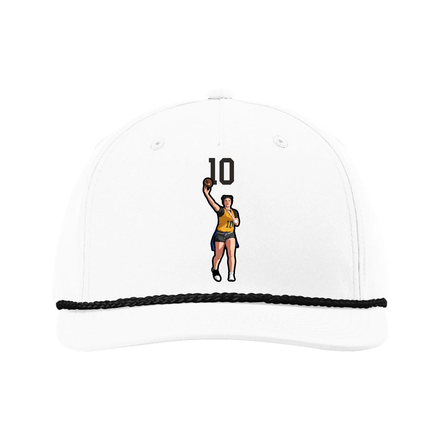 Five-Panel Classic Rope Cap — Number Top in White