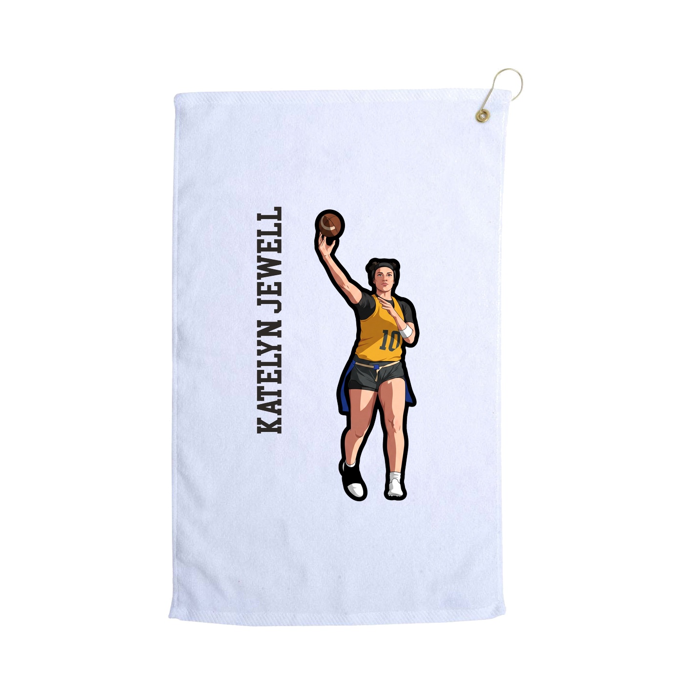 Golf Towel — Name Vertical in White