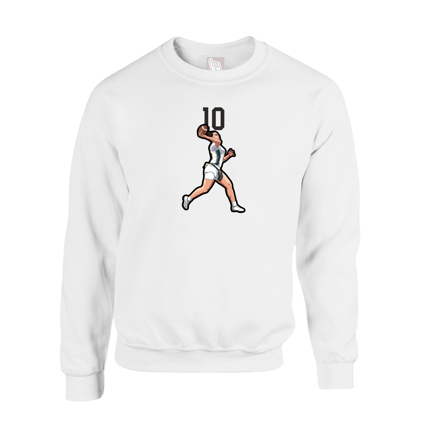 Fleece Crew — Number Top in White