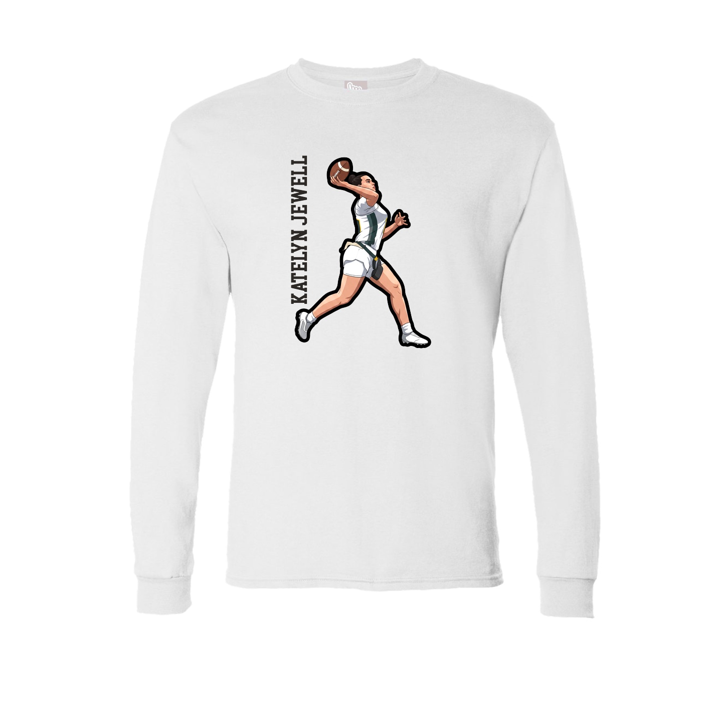 Long Sleeve Tee — Name Vertical in White