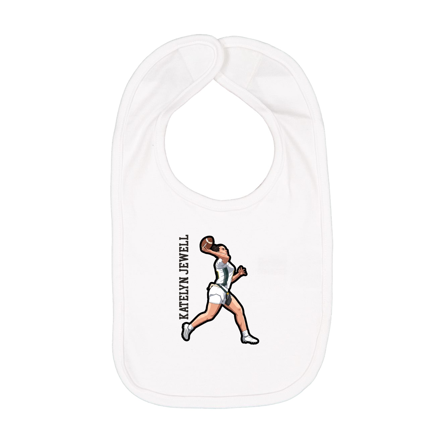 Infant Bib — Name Vertical in White