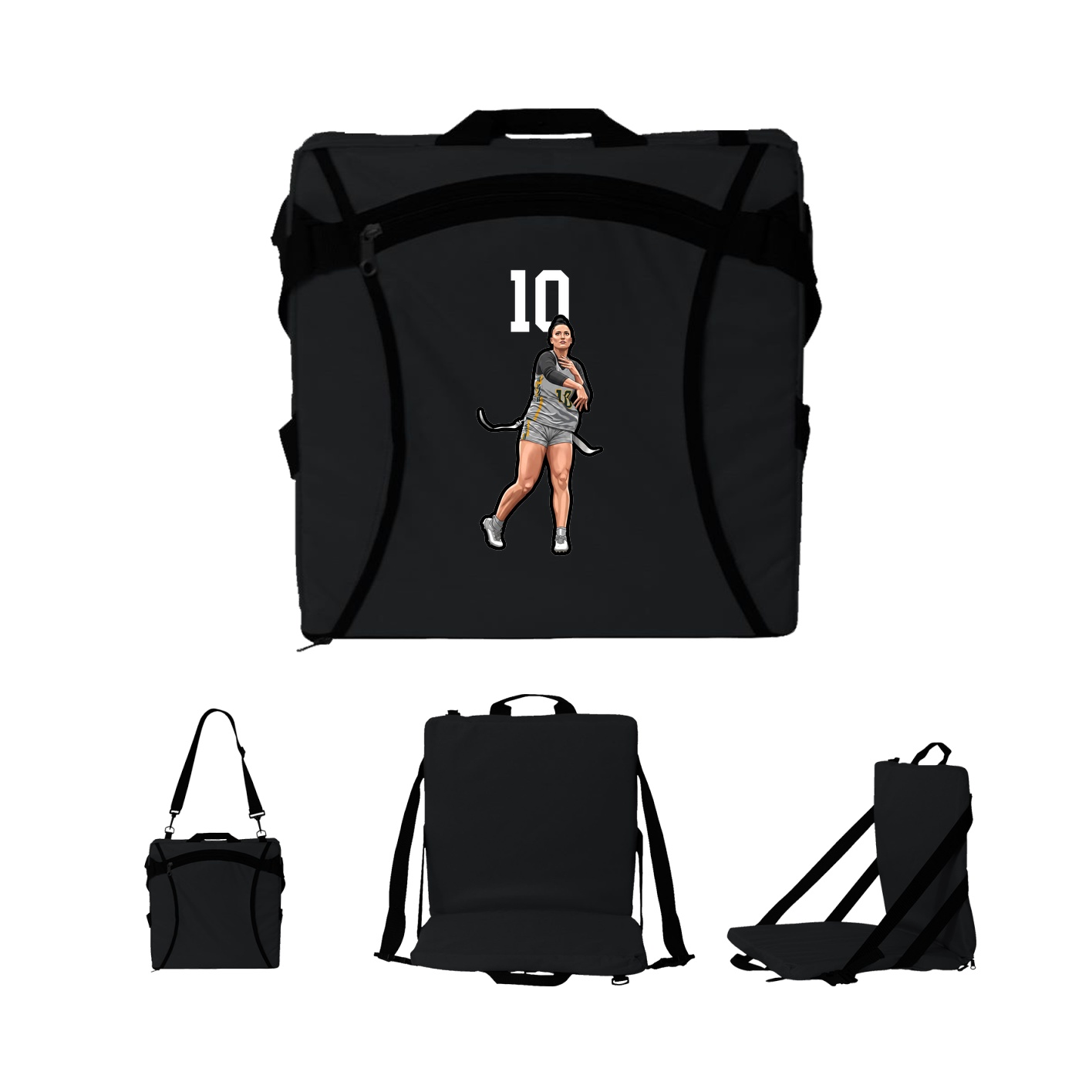 Folding Stadium Seat — Number Top in Black